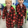 These two day care students showed up on pajama day at Tri-County School Daycare with matching robes. They can be seen at most basketball games. They know the cheers and routines.
	Jace Williams on the left, and Wilder Lowrey are both 2 years old. Their parents are Jeremy and Angela Williams and Dillon and Alison Lowrey.