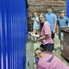 Helping to paint the ag storage shed is, Emma Henderson in front, Zoie Williams, middle and Tori Dustman, Keaton Norman and Carter Fewins in the back. (Not pictured is Callie Skinner.)
